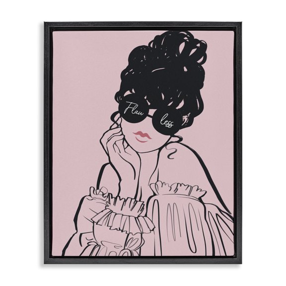 Stupell Industries Art Deco Flawless Text Bold Pink Glam Fashion Woman Black Floating Frame Canvas Art, 17 x 21, by Ziwei Li