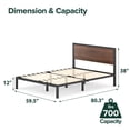 thumbnail image 6 of Zinus Mory 38" Metal Platform Bed Frame, No Box Spring Needed, Queen, 6 of 10