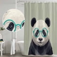 thumbnail image 5 of Sunglasses Panda Shower Curtain, 72" x 72", Retro Funny Panda Sage Green Background Waterproof Bathroom Curtain Washable Shower Curtain Set with 12 Hooks, 5 of 9