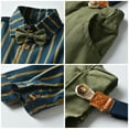 thumbnail image 5 of IDOPIP Toddler Kids Baby Boys Gentleman Outfit Striped Shirt with Bowtie + Long Suspender Pants Overalls Clothes Wedding Baptism Formal Suit, 5 of 11