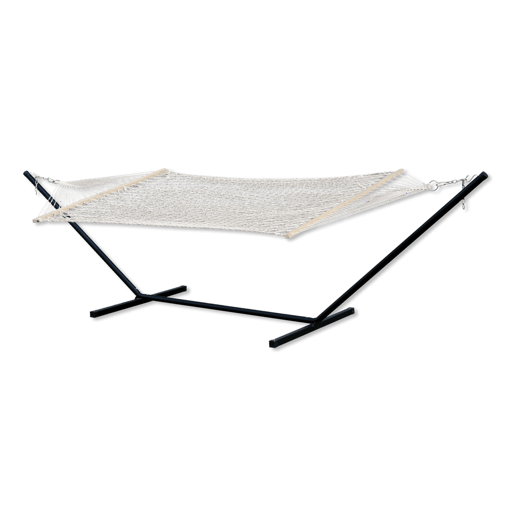 White Cotton Rope Hammock with Stand