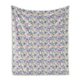 thumbnail image 1 of Floral Soft Flannel Fleece Throw Blanket, Pattern of Spring Tone Hydrangea Flowers Clutter Soft Tone Continuing Nature Art, Cozy Plush for Indoor and Outdoor Use, 50" x 70", Multicolor, by Ambesonne, 1 of 5