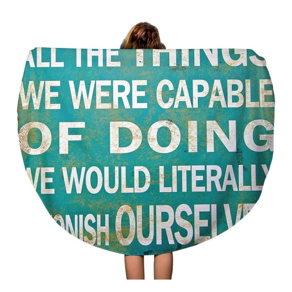 KDAGR 60 inch Round Beach Towel Blanket Words Old Sign Inspirational Motivating Saying from Thomas Edison Travel Circle Circular Towels Mat Tapestry Beach Throw