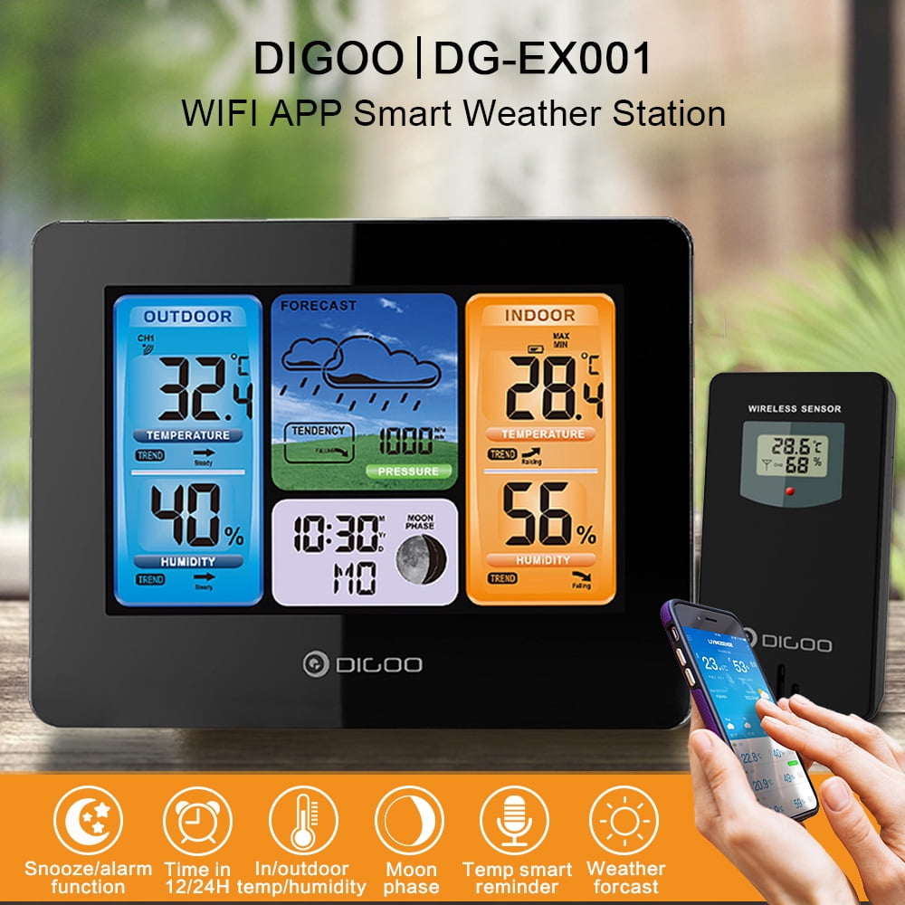 Digoo DG-EX001 WIFI Smart Wireless Colour LCD Thermometer Weather Station Sensor