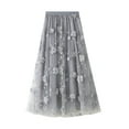 thumbnail image 2 of Womens Tutu Tulle Skirt Elastic High Waist Layered Midi Skirt Floral Lace Embroidery Mesh A-Line Skirt, 2 of 6
