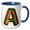 Blue/White, variant on 3drose, Cute Red and Green Christmas Plaid Monogram Initial A, 11oz Two-tone Blue Mug
