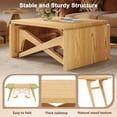 thumbnail image 6 of 2-IN-1 Transformer Coffee Table with Adjustable Height, Extendable Solid Wood Dining Table for 6 People, Convertible Coffee Table for Living Room, Apartment, Space Saving., 6 of 11