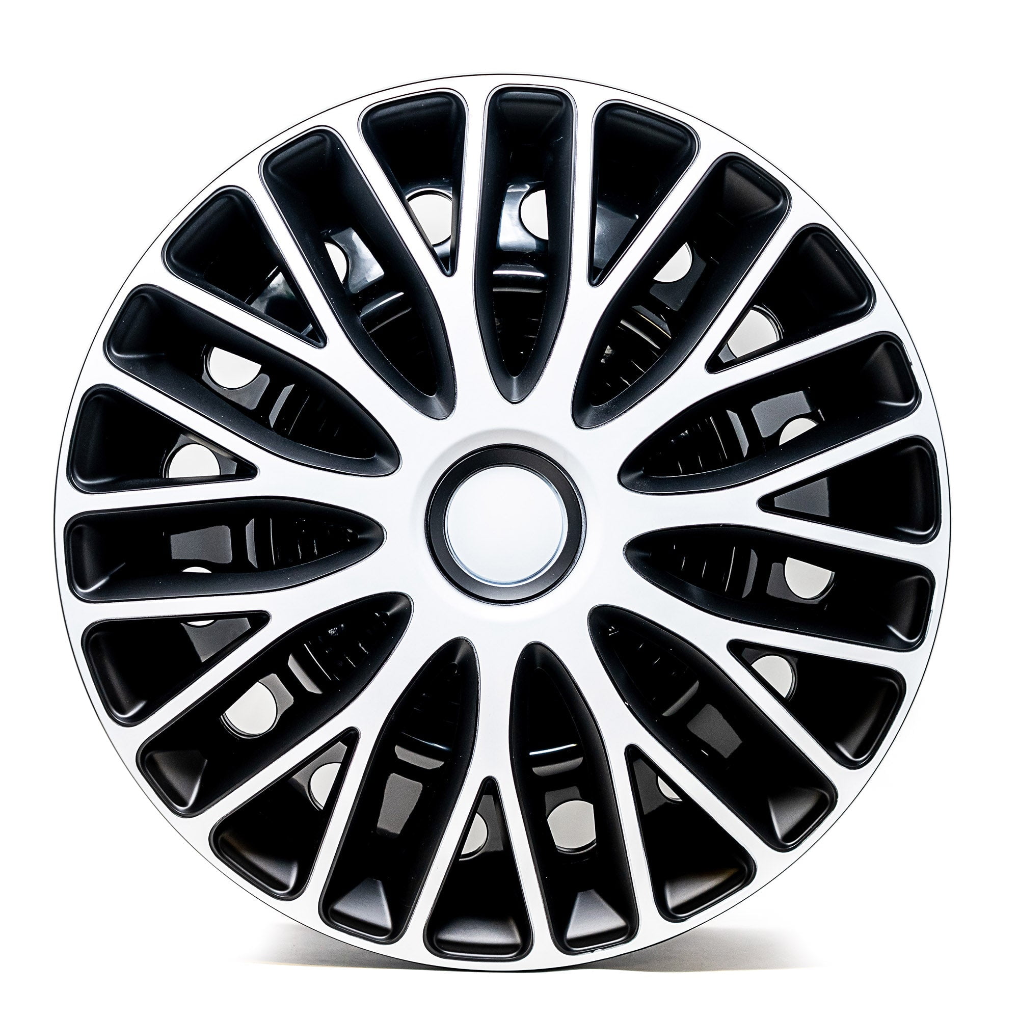 Alpena 16" Vasco Wheel Covers, White & Black, Set of 4, Model 58408, Fits Most Steel Wheels