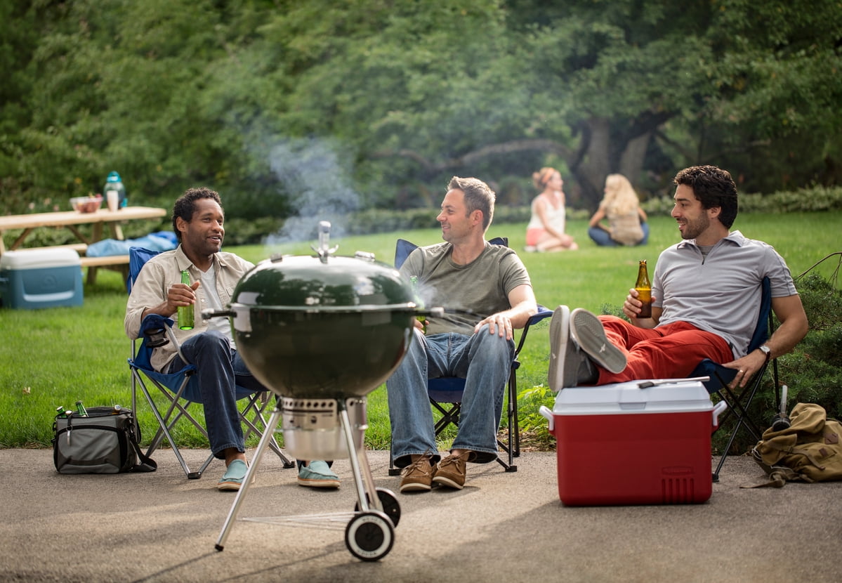 Weber Original Charcoal Grill, 22 Inch Premium Kettle Charcoal Grill, Green