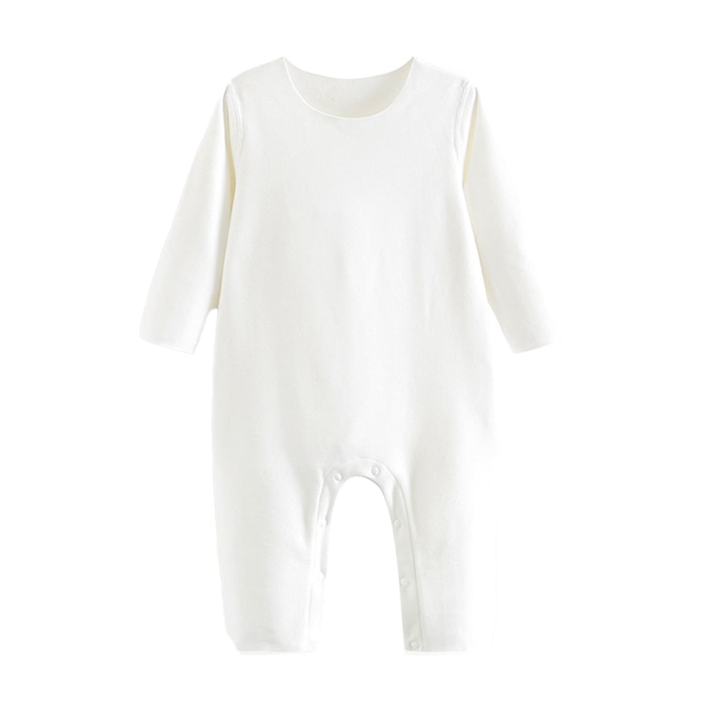 Esaierr Newborn Baby Boys Girls Solid Color Bodysuit Romper Unisex Infants Fall Winter Jumpsuits Outfit Clothes Cotton Pajamas Set for 2-24 Months