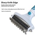 thumbnail image 5 of Pet Grooming Rake, Metal Comb and Flea Comb for Cats and Dogs, Double-Sided Dematting Tool, Extra-Wide Deshedding Brush for Long Hair Pets, 5 of 5