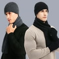 thumbnail image 2 of CSChome Hat Scarf Gloves Set Winter Hat Scarf Set - Unisex Striped Solid Color Thick Warm Elastic Non-Slip Cozy, 2 of 7