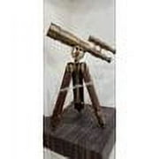 Thor Instruments Desktop Nautical Vintage Telescope Wooden Tripod Collectible Brass Finish & Brown