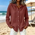thumbnail image 3 of Timegard Hoodies for Women Sun Protective Long Sleeve Button down Shirts Lightweight Loose Casual Thin Tops Fall[X-Large,Wine A], 3 of 9