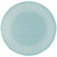 thumbnail image 3 of 6ft Round Water Resistant, Indoor Outdoor Rugs for Patios, Front Door Entry, Entryway, Deck, Porch, Balcony | Outside Area Rug for Patio | Aqua, Greek Key | Size: 5'3'' Round, 3 of 6