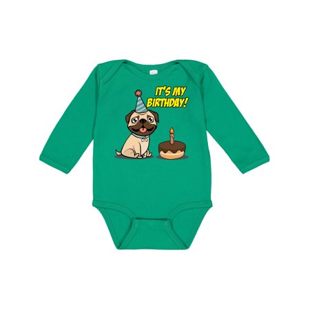 

Inktastic It s My Birthday Pug Gift Baby Boy or Baby Girl Long Sleeve Bodysuit