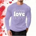 thumbnail image 5 of UVEASISHA Long Sleeve Waffle Shirt Men Big and Tall Casual Valentines Day Graphic Tees Cute Love Letter Print T-Shirts Stretch Workout Pullover Tee Tops Purple 5XL, 5 of 9