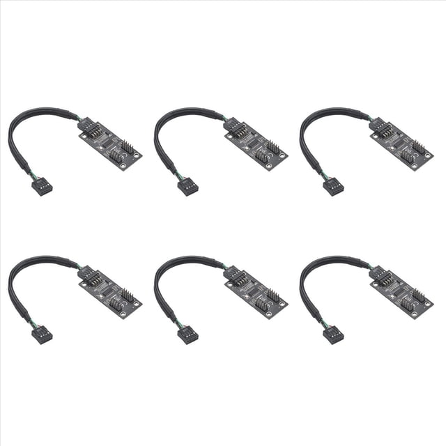 6X Hub USB Divisor USB USB2.0 de 9 Pines A Adaptador de Concentrador Doble de 9 Pines Placa Base Vertical Conector USB de 9 Pines Cable de Extensión 1 A 2