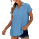 thumbnail image 3 of Camisetas de Manga Corta Extra Larga para las Mujeres Botón de Cuello en V Collar de Placa Túnica Relajada Camiseta de Manga Larga Azul Claro Mujeres, 3 of 6