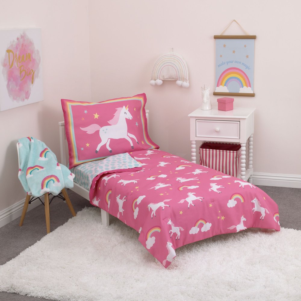Rainbows & Unicorns 4 Piece Toddler Bedding Set