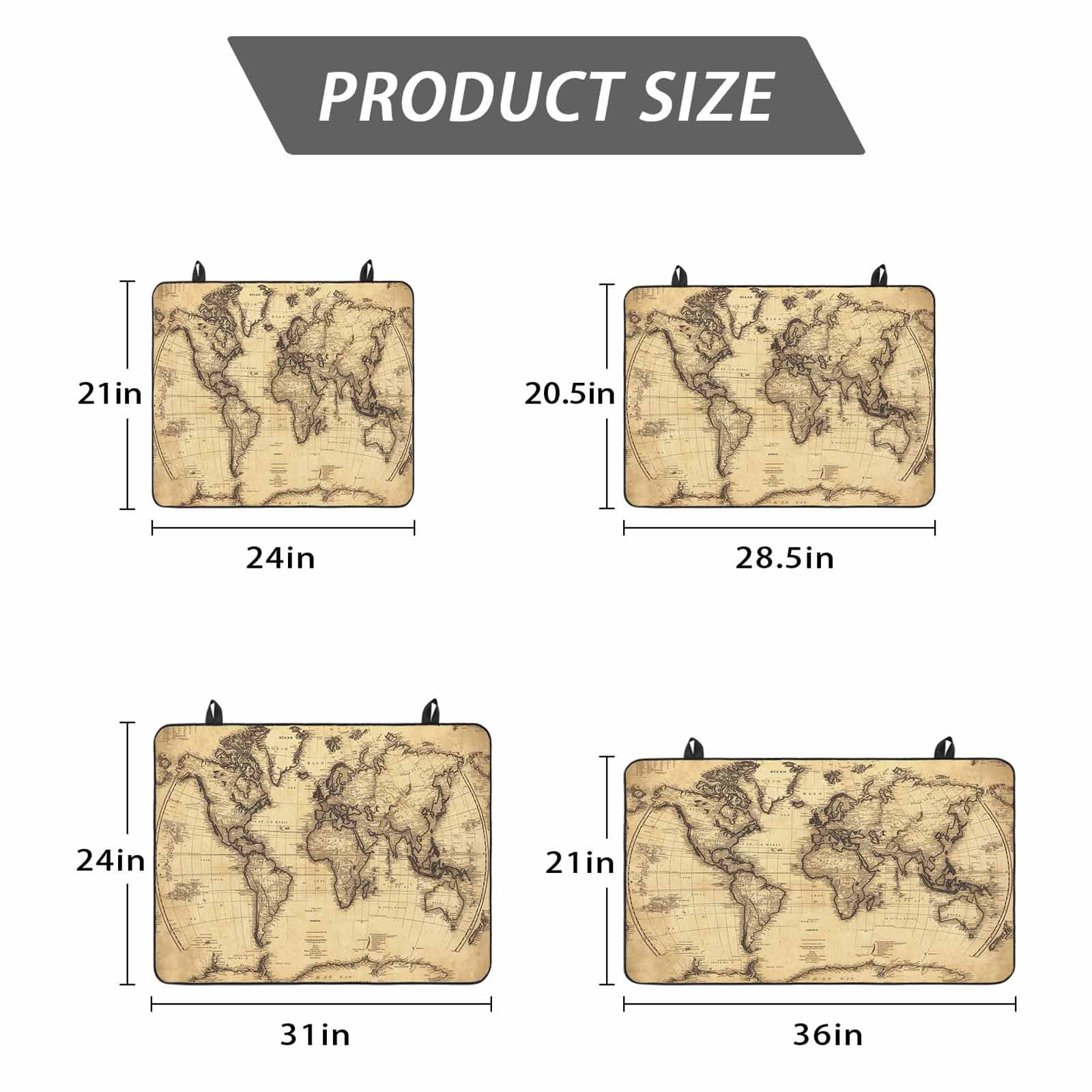 Beige Map Stove Top Cover for Electric Stove, Heat-proof & Non Slip Glass Top Stove Cover Protector, Retro Farmhouse Abstract Illustration Art Kitchen Flat Cooktop Rubber Mat 24x21 Inches