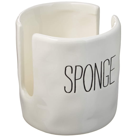 Dish Sponge Holder, Ceramic Sponge Organizer with Drain Hole, Space Saving Kitchen Accessory, Sink Countertop Storage, Off White