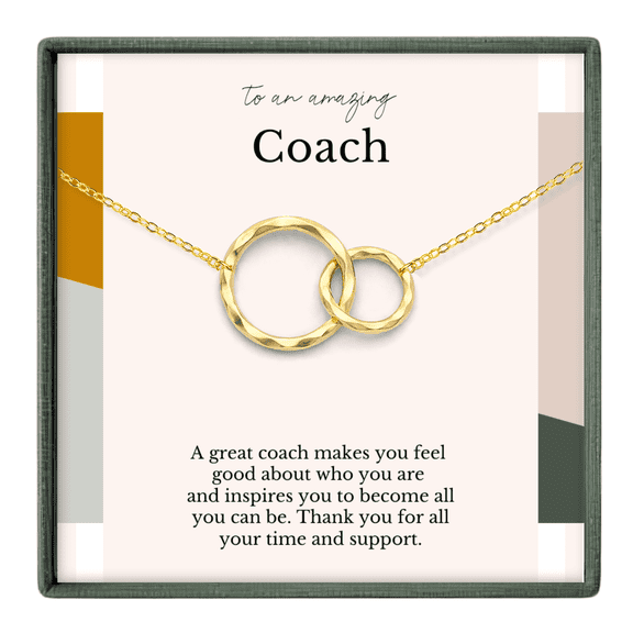 HOPE LOVE SHINE Coach Appreciation Gift Gold Plated Necklace – Thank You for Female Coaches, Gymnastics, Dance, Cheer