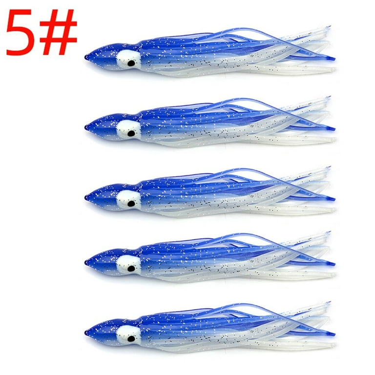 120mm Luminous Octopus Lure Squid Rubber Fishing Trout Swing Lure 5Pcs 