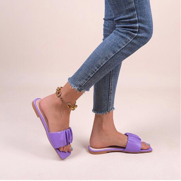 Sandalias de cuero Mujer Zapatillas con punta abierta Sandalias unidireccionales Wmkox8yii hj789