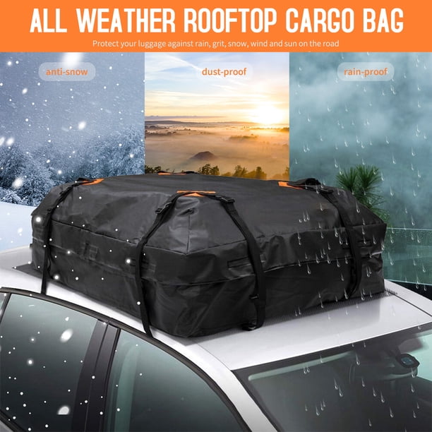 Bolsa De Techo 425L Impermeable: Portaequipajes Para Coche - Maletero De Techo Suave Para Viajes Y Camping - Fácil De Instalar Y Plegable (Tela 600D Resistente)