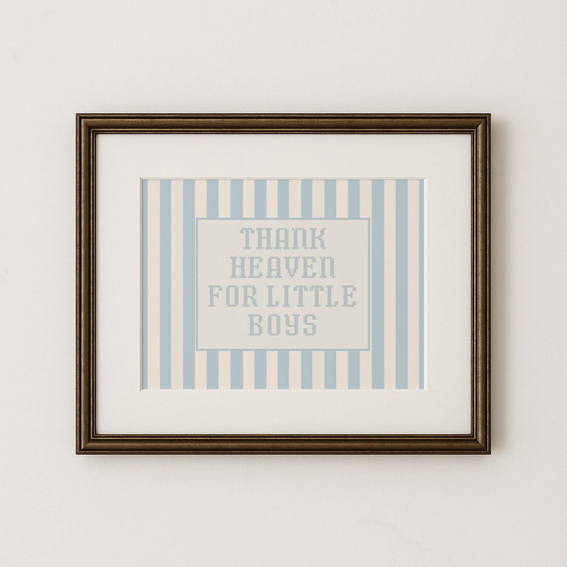 Thank Heaven For Little Boys Vintage Boy Nursery Wall Decor Rustic Americana Baby Room Striped Boys Artwork