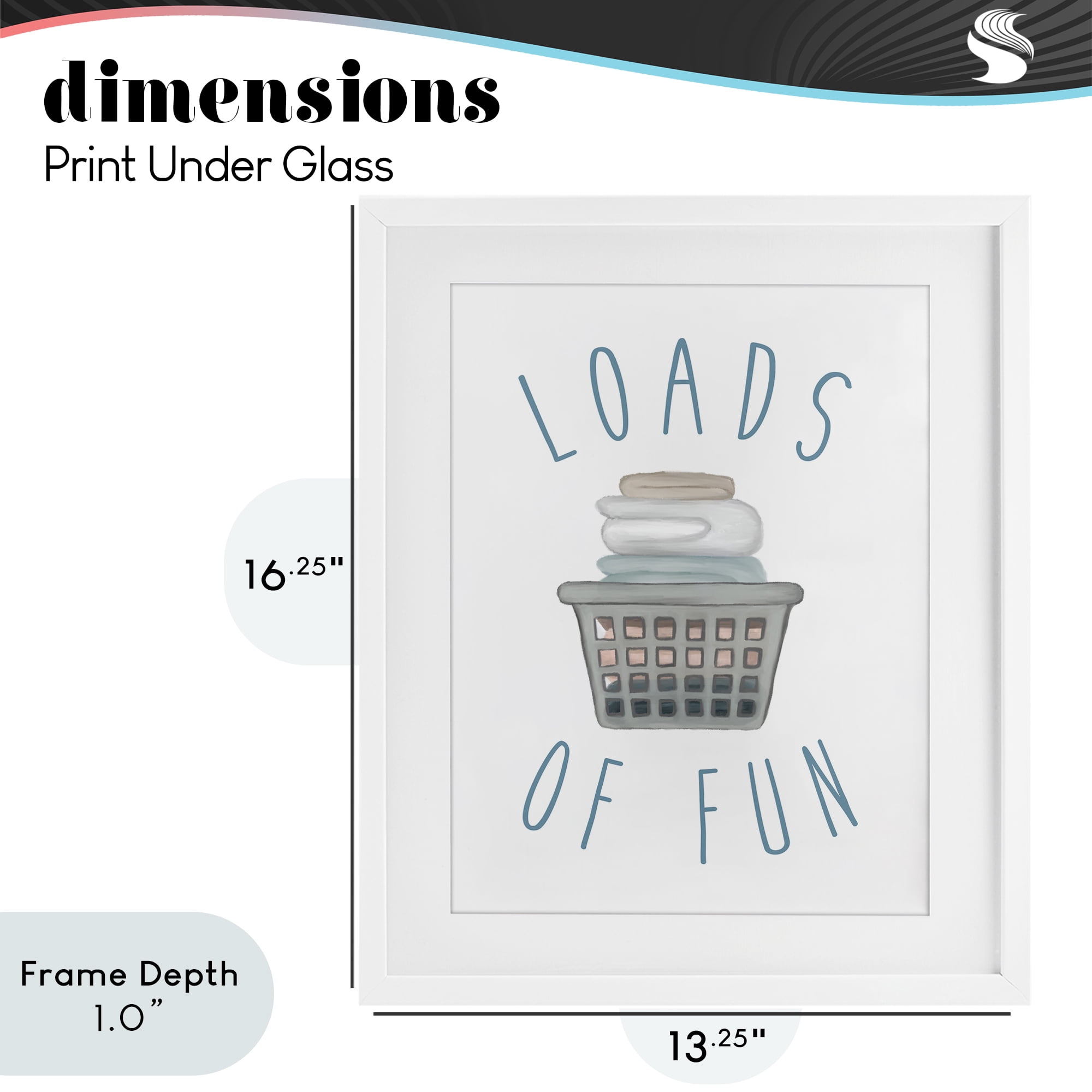 Stupell Industries Loads Of Fun Laundry Basket White Framed Print Under Glass, design by Elizabeth Medley
