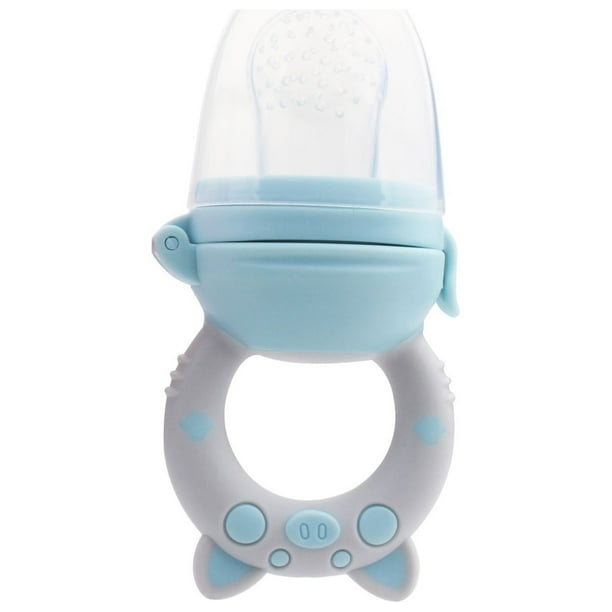 Chupete de silicona para bebés, sin BPA, con forma de cerdo y fruta, para bebés, color gris y azul