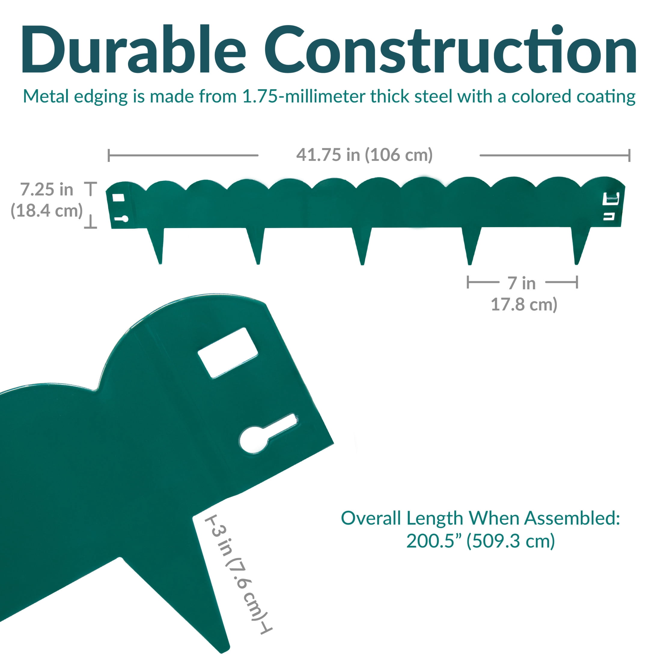 Sunnydaze Scalloped 7.25" x 41.75" Green Steel Landscape Edging Border (5 Pack)