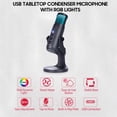 thumbnail image 3 of Microphone USB Condenser Microphone Tabletop Desktop RGB Microphone with Stand Computer PC Plug & Play Microphone with Colorful Lights Volume Control Headphone Connection for Audio, 3 of 7