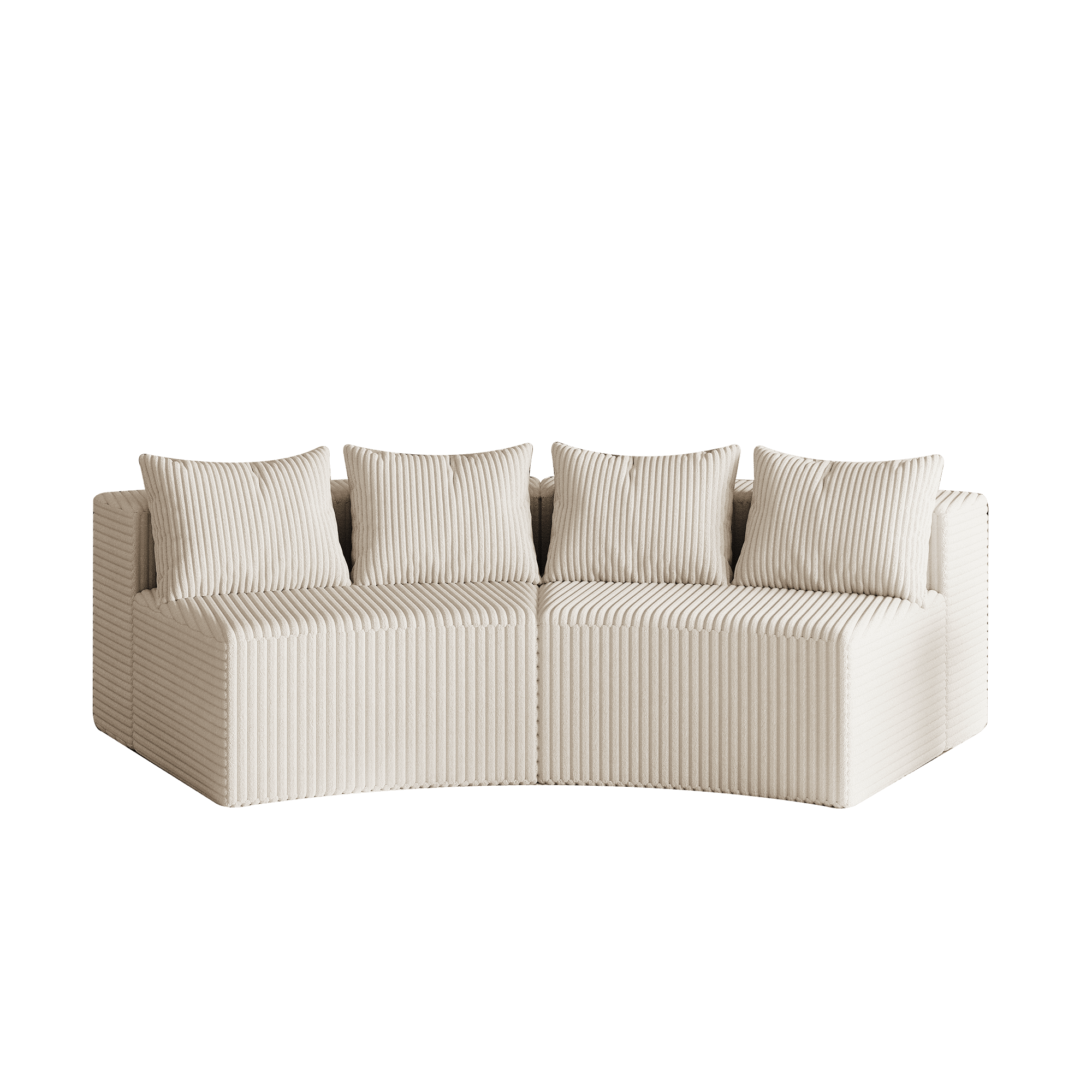 MAYEERTY Corduroy Curved Modular Sectional Sofa with 4 Pillows (2 Modules for Living Room)