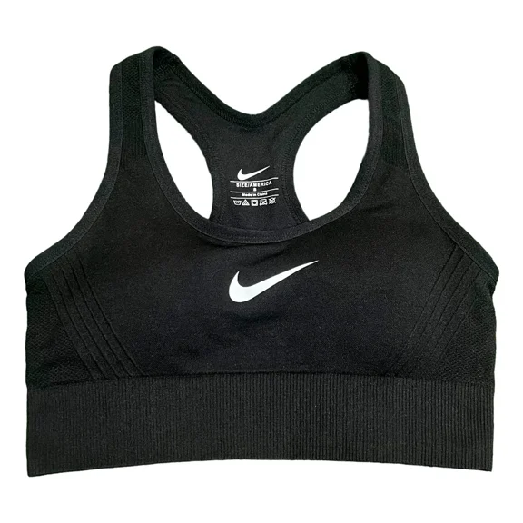 Nike Women’s Seamless Swoosh Sports Bra – Black – Size S