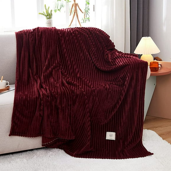 Chifave Twin Blanket 60"x 80" Throw Super Luxurious Soft Fluffy Comfortable Flannel Fleece Couch Bed Adult Blankets Premium Polyester Twin Blankets for All Season Wine Red