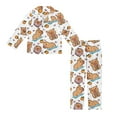 thumbnail image 3 of Yuyamidu Adorable Capybara Button Up Pajama Set Orange Kid's Long Sleeve Pjs Sweatshirt & Sweatpants 2 Piece Longewear for Boys Girls 13-14 Casual Sleepwear, 3 of 7