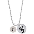 thumbnail image 1 of Delight Jewelry Silvertone Disc 1/2'' Initial - r - Silvertone Script Initial Disc - Y - Charm Necklace, 20"+3", 1 of 4
