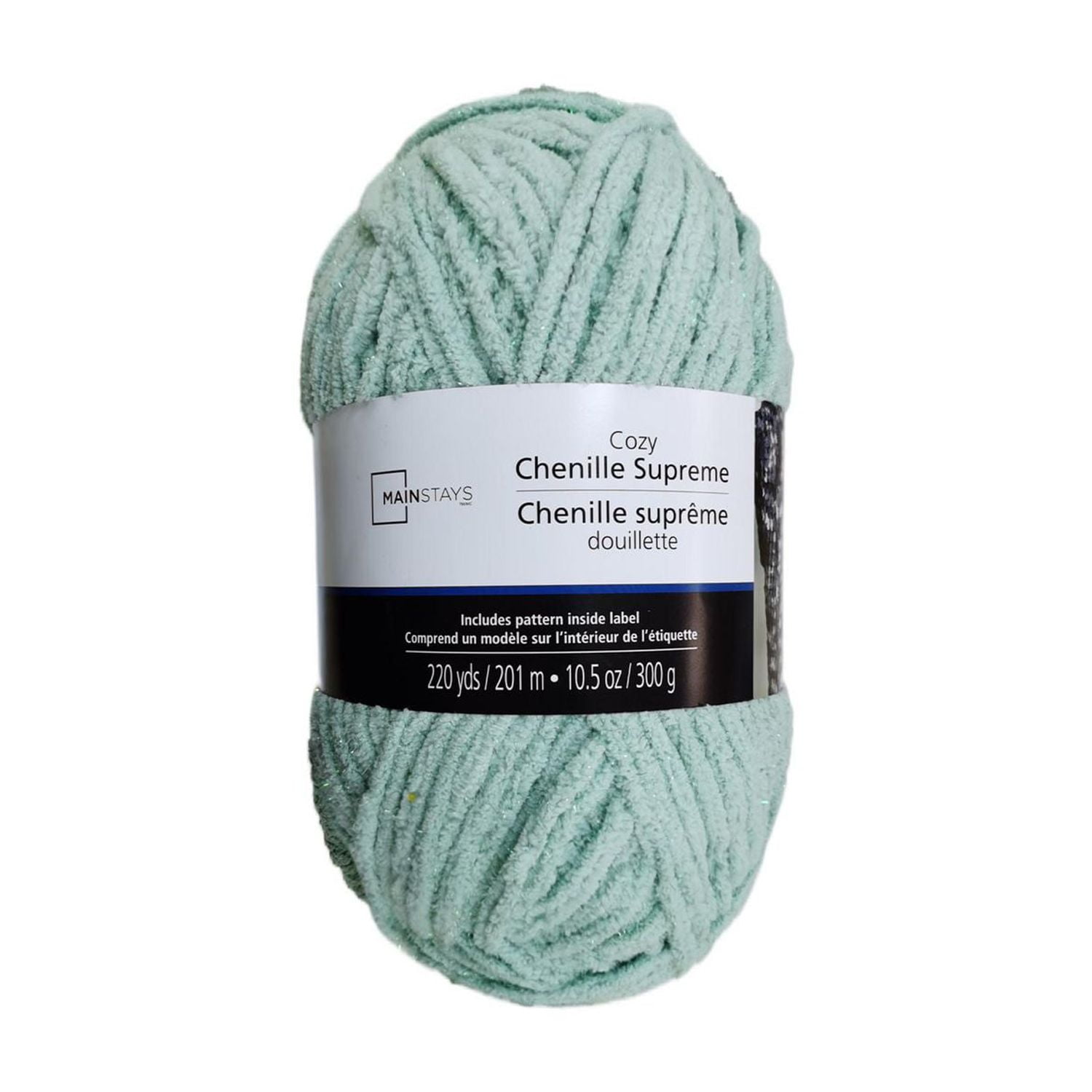MAINSTAYS Cozy Mint Chenille Yarn, Polyester 100% yarn