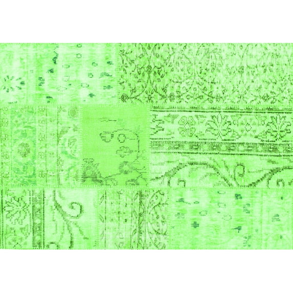 Ahgly Company Indoor Rectangle Patchwork Green Transitional Area Rugs, 5' x 8'