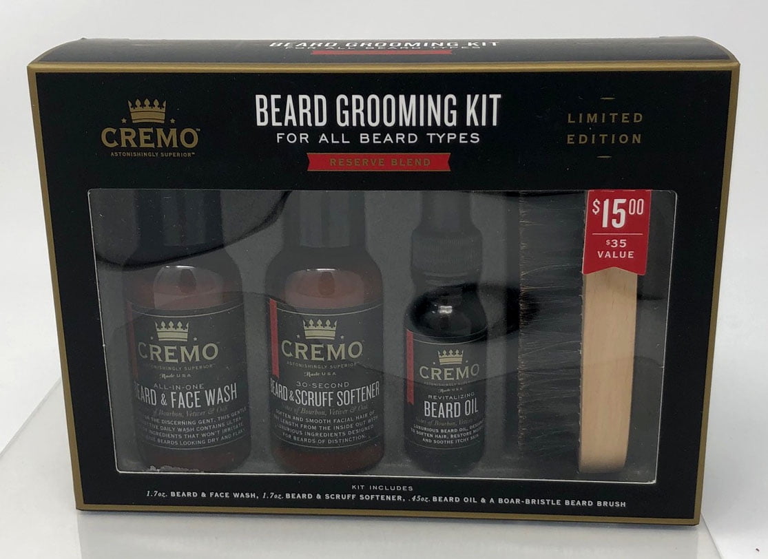 Cremo Reserve Blend 4 Piece Beard Grooming Kit Walmart Com Walmart Com