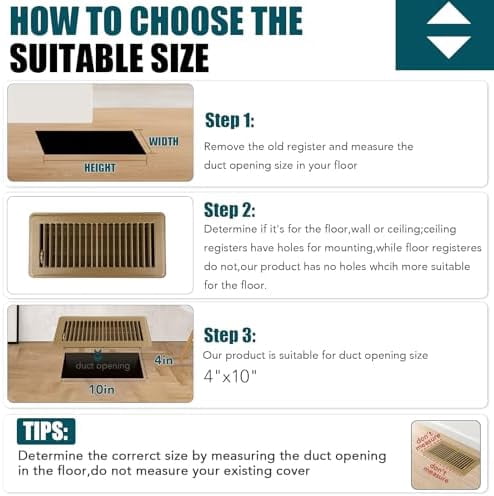 Floor Register 4x10, 2 Pack Brown Floor Vent Covers,Heavy Duty Steel Walkable Floor Vents,Vent Covers for Home Floor