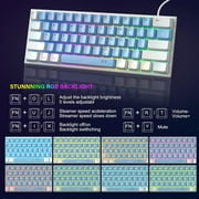 MageGee Mini 60% Gaming Keyboard, RGB Backlit 61 Key Ultra-Compact Keyboard, TS91 Ergonomic Waterproof Mechanical Feeling Office Computer Keyboard for PC, MAC, PS4, Xbox ONE Gamer(White Blue)