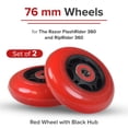 thumbnail image 6 of AlveyTech 76 mm Wheels for the Razor FlashRider 360 and RipRider 360 (Set of 2) - Durable Red Wheel with Black Hub with ABEC Bearings, Replacement Drift Kart and Scooter Wheel Parts, DIY Install, 6 of 7