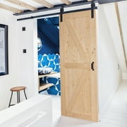 Furmax 84 in. Spruce Sliding Barn Door with All Hardware Kits