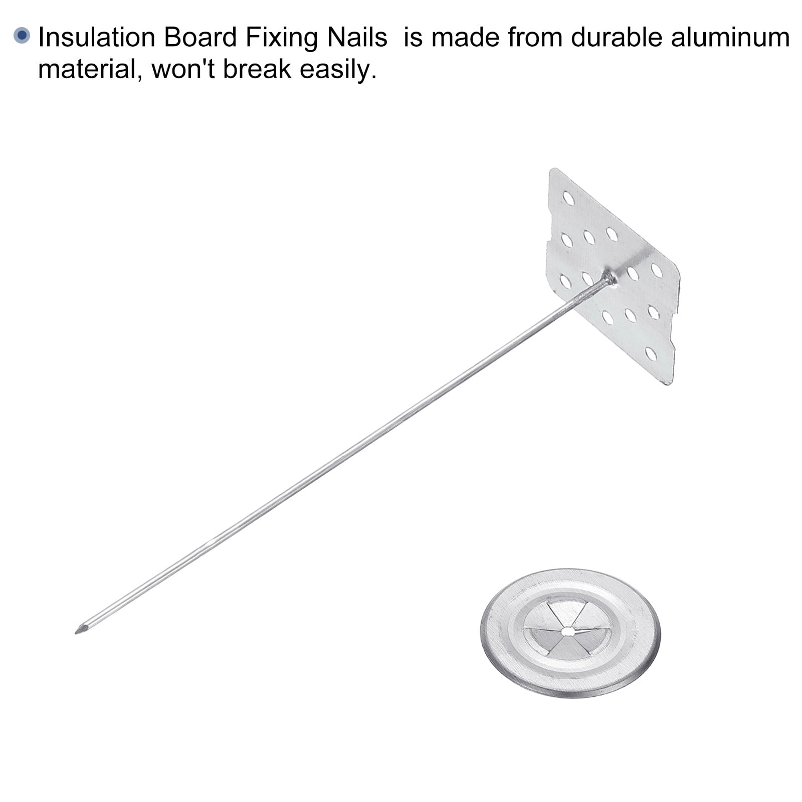 80mm Perforated Insulation Pins with Round Washer,50 Sets 2in Insulating Nails Wall Plug for Fixing Foam Boards to Wall or Ceiling