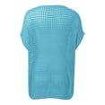 thumbnail image 4 of Crochet Coverups for Women Summer Cap Sleeve Hollow Out Casual Cruise Beach Vacation Tops Knit Pullover Sweater Light Blue XL, 4 of 7