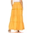 thumbnail image 2 of Sakkas Solid Embroidered Gypsy / Bohemian Full / Maxi / Long Cotton Skirt - Yellow - One Size, 2 of 5